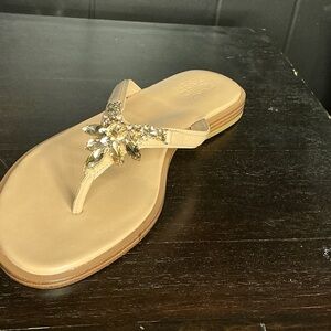 Naturalizer Tan Sandals with Gold Embellishments